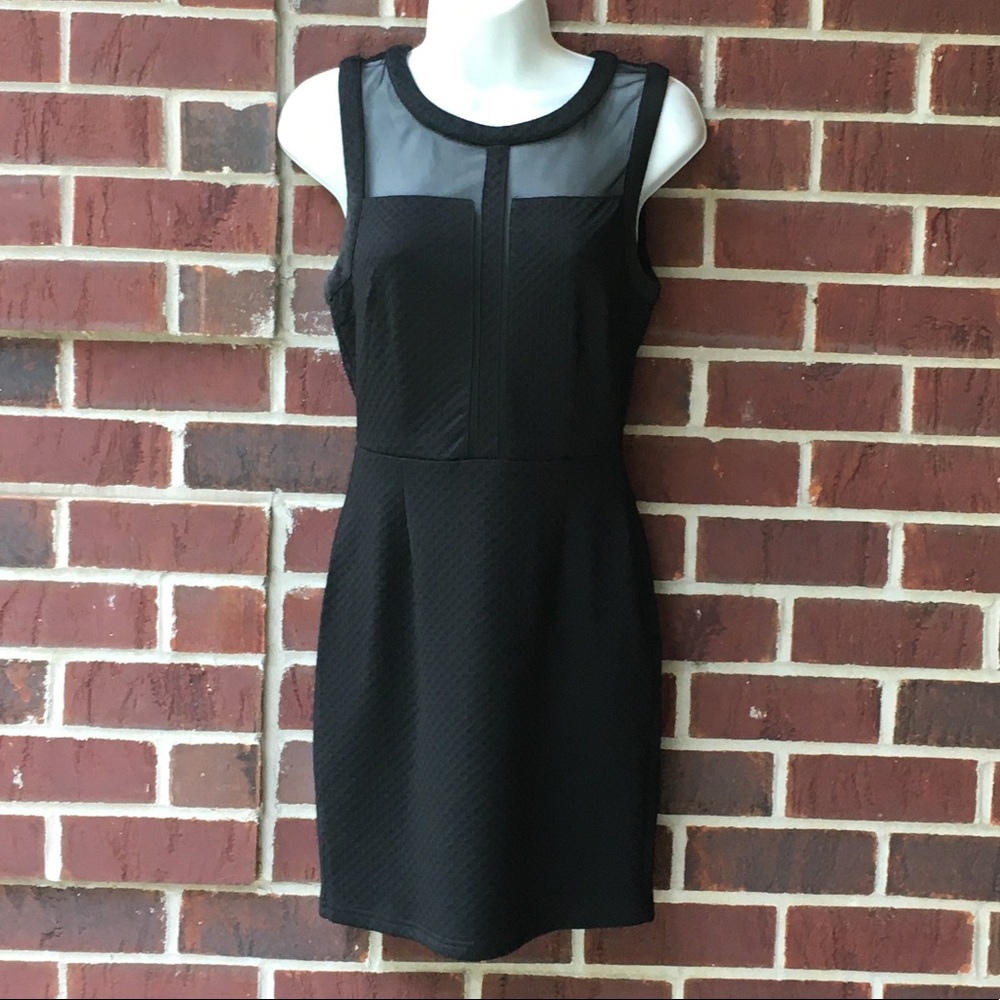 Sugarlips sleeveless black dress with mesh detail
